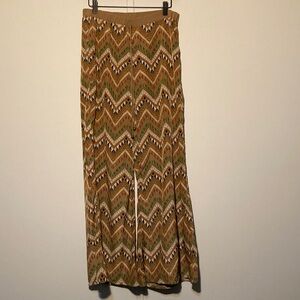 Chevron Pattern Wide-Leg Pants
